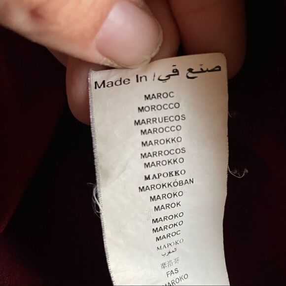 promod Burgundy Drop Waist Mini Dress with Faux Pockets and 3/4 Sleeves EU 38 - Picture 15 of 15